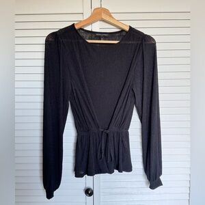 Banana Republic Black Tie Long Sleeve Blouse | XS